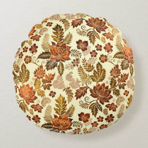 Coussins Ronds Motif floral Heritage Copper Warm Gold