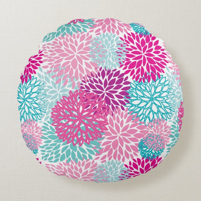 Coussins Ronds Motif floral lumineux 2 (Devant)