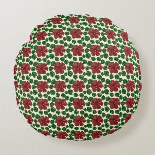 Coussins Ronds Motif floral rouge gras sans couture  