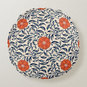 Coussins Ronds Motif floral sans couture avec fleur orange vibran