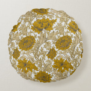 Coussins Ronds Motif floral vintage de William Morris aux tons te