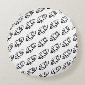 Coussins Ronds Motif Flying Rocket Sketch