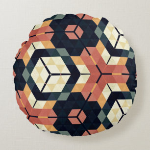 Coussins Ronds Motif géométrique Carré Hexagon coloré