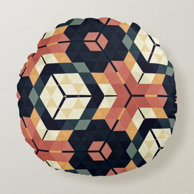 Coussins Ronds Motif géométrique Carré Hexagon coloré (Devant)