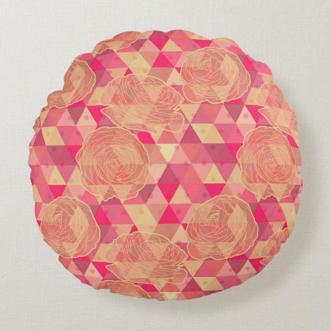 Coussins Ronds Motif géométrique de fleur (Devant)