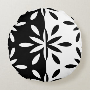 Coussins Ronds Motif géométrique en noir et blanc