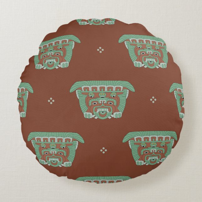 Coussins Ronds Motif géométrique sans couture avec motifs tribaux (Devant)