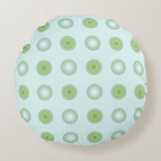 Coussins Ronds Motif géométrique vert pastel et gris