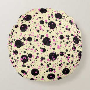 Coussins Ronds Motif Glamour à pois rose et noir