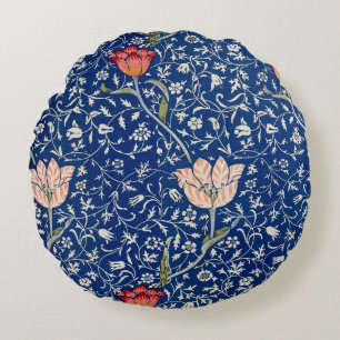 Coussins Ronds Motif Indigo Floral Tulipe Vintage William Morris