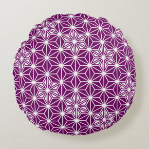 Coussins Ronds Motif japonais Asanoha - violet aubergine