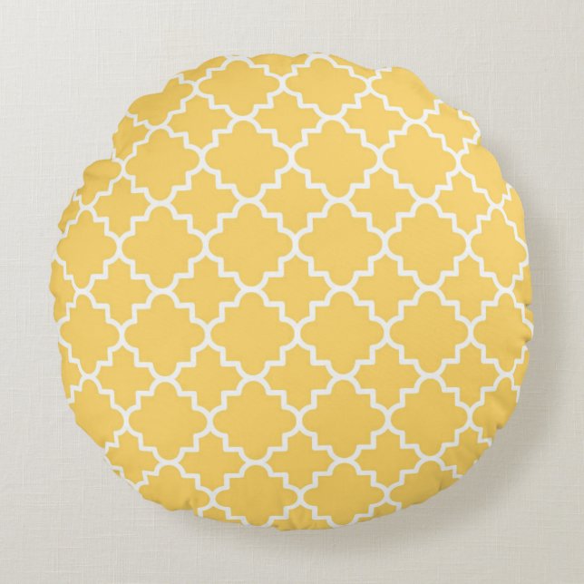 Coussins Ronds Motif jaune de Quatrefoil (Devant)
