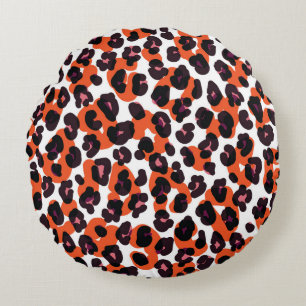 Coussins Ronds Motif Léopard coloré : Design sans couture.
