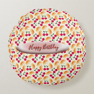 Coussins Ronds Motif personnalisé de cerisier floral orange