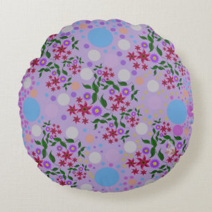 Coussins Ronds Motif personnalisé de fleurs et de vignes mignonne