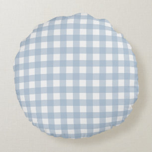 Coussins Ronds Motif Plaid En vichy bleu minimaliste