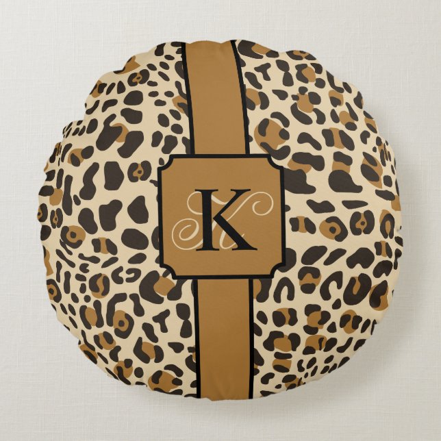 Coussins Ronds Motif Poster de animal Leopard Jaguar personnalisé (Devant)