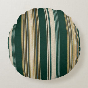 Coussins Ronds Motif rayé vert et crème classique