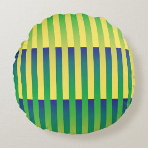 Coussins Ronds Motif rayé vert jaune bleu