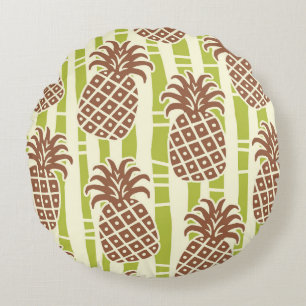 Coussins Ronds Motif rayures bambou ananas Tiki