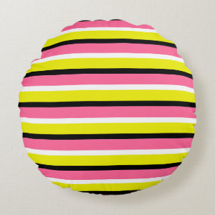 Coussins Ronds Motif rayures rose jaune Oreiller rond