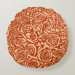 Coussins Ronds Motif Rose Abstrait moderne, Mandarin Orange