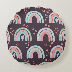 Coussins Ronds  motif sans couture avec arc-en-ciel et clip goutt