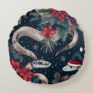 Coussins Ronds Motif sans couture avec branches d'arbres de Noël,