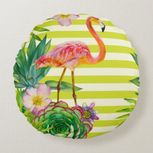 Coussins Ronds  motif sans couture avec flamant rose et tr exotiq