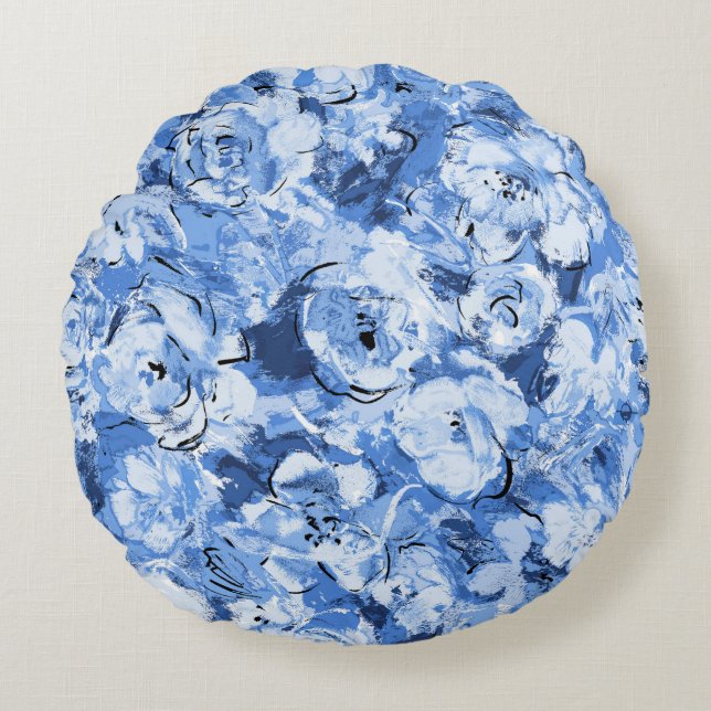 Coussins Ronds Motif sans couture avec fleurs (Devant)