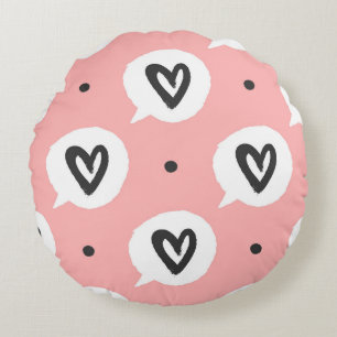 Coussins Ronds Motif sans couture avec les coeurs.