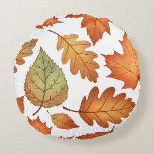Coussins Ronds Motif sans couture de feuille d'automne