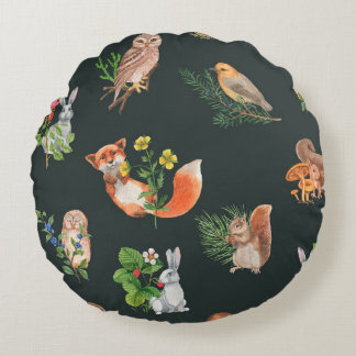 Coussins Ronds Motif sans couture dessiné à la main avec aquarell