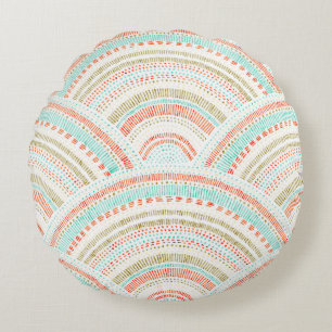 Coussins Ronds Motif sans soudure. ornement seigaiha vintage. 