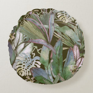 Coussins Ronds Motif sans soudure tropicale avec fleurs tropicale