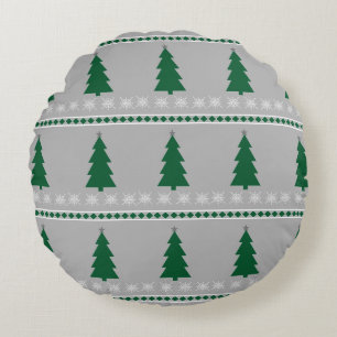 Coussins Ronds Motif Sapin de Noël et Flocons de Neige,