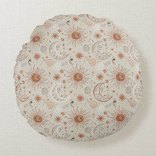 Coussins Ronds Motif Soleil et Lune Bohème