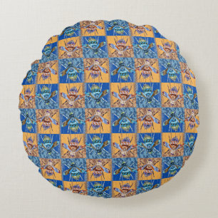 Coussins Ronds Motif textile de style patchwork de guêpe