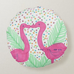 Coussins Ronds Motif tropical d'amusement de flamant