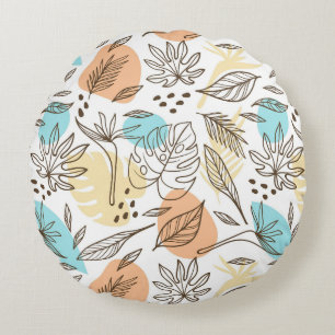 Coussins Ronds Motif tropical d'été dessiné à la main