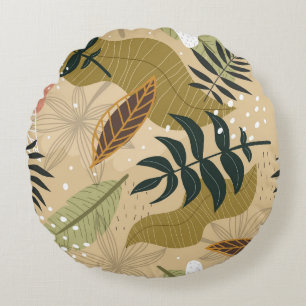 Coussins Ronds Motif tropical sans couture avec plantes, feuilles