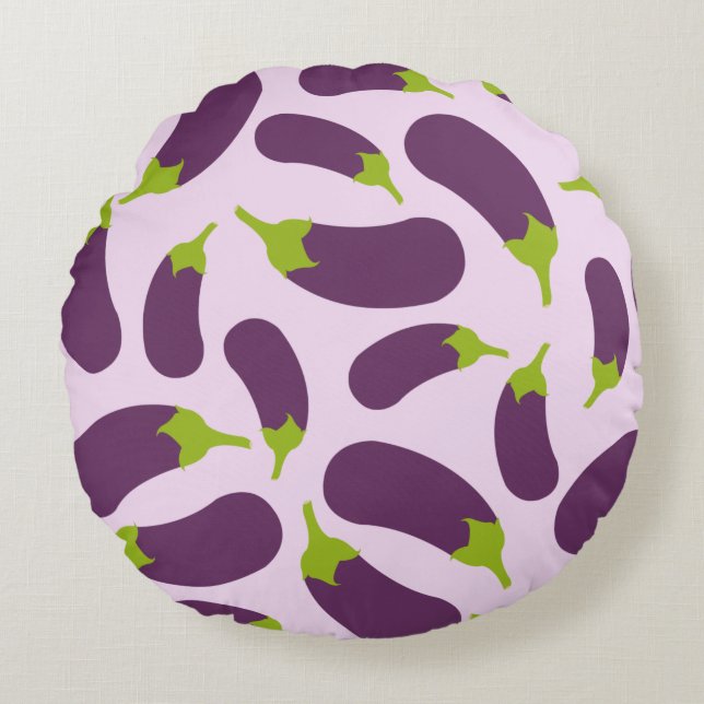 Coussins Ronds Motif végétal d'aubergine violet végétal Conceptio (Devant)