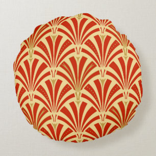 Coussins Ronds Motif ventilateur Art déco - mandarin orange