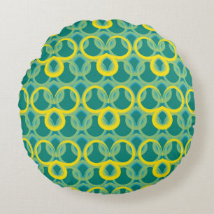 Coussins Ronds Motif vert jaune géométrique Abstrait