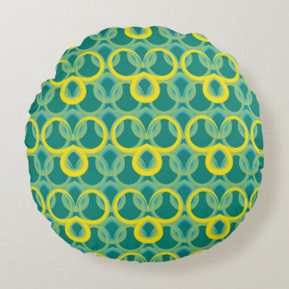 Coussins Ronds motif vert jaune géométrique Abstrait