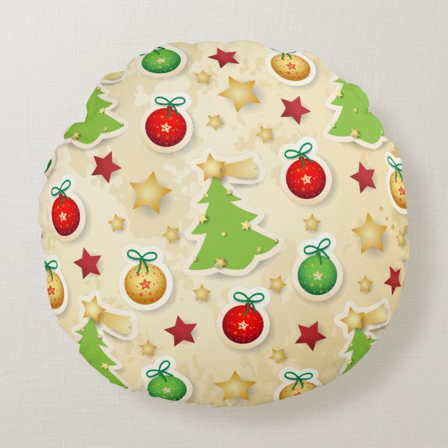 Coussins Ronds Motif Vintage de Noël (Devant)