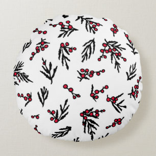Coussins Ronds motif vintage sans soudure avec l'hiver tiré à la 