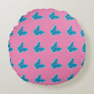 Coussins Ronds Motif volant des papillons bleus de Chapman