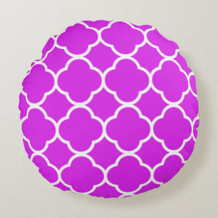 Coussins Ronds Motifs à quatre feuilles Violet Rose Chaud Violet 
