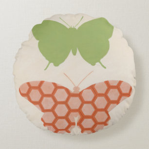 Coussins Ronds Motifs papillons décoratifs sur Arrière - plan crè